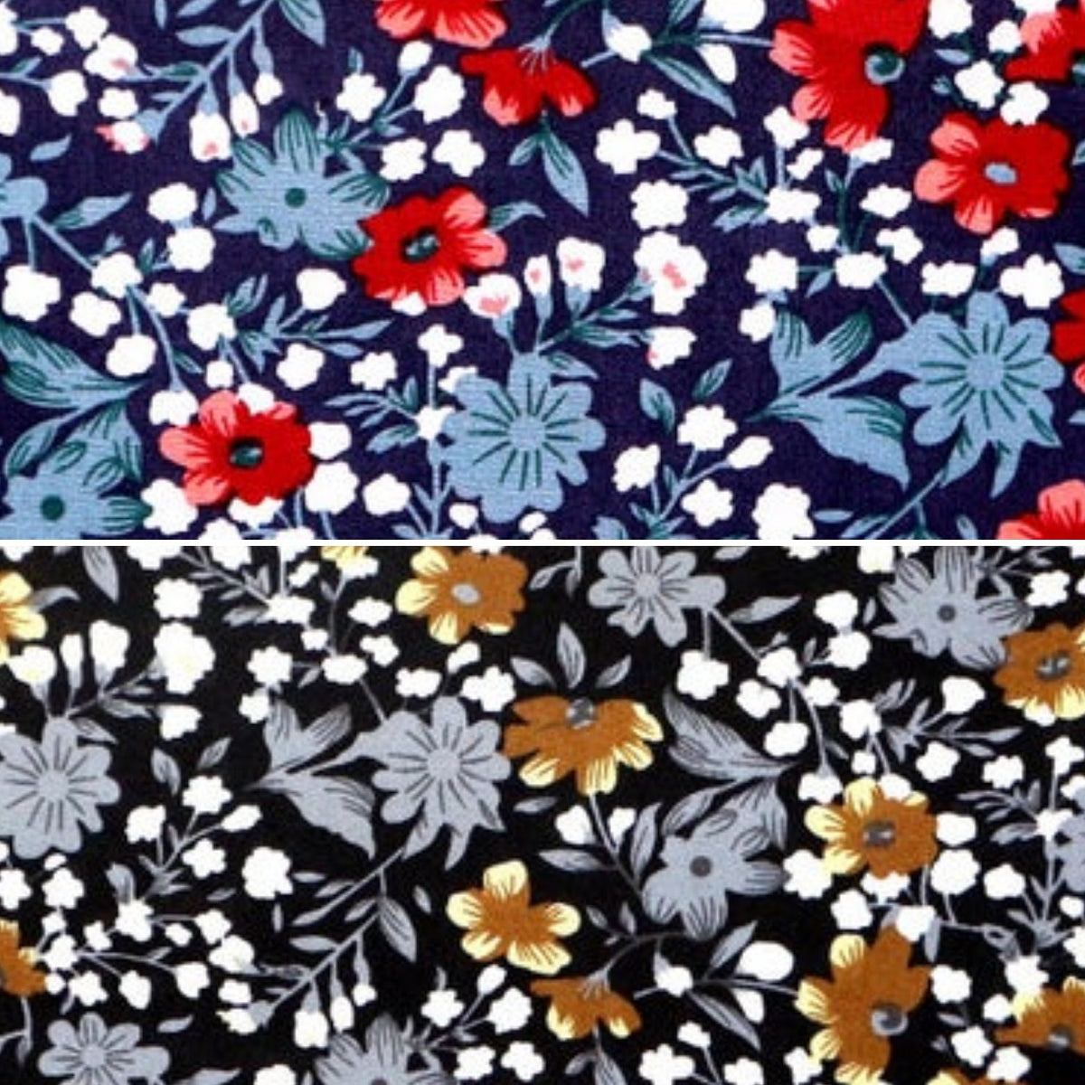 0,5 Meter Popeline 100 % Baumwollstoff Blumen Bunt Druck Retro Meterware Stoff Baumwolle