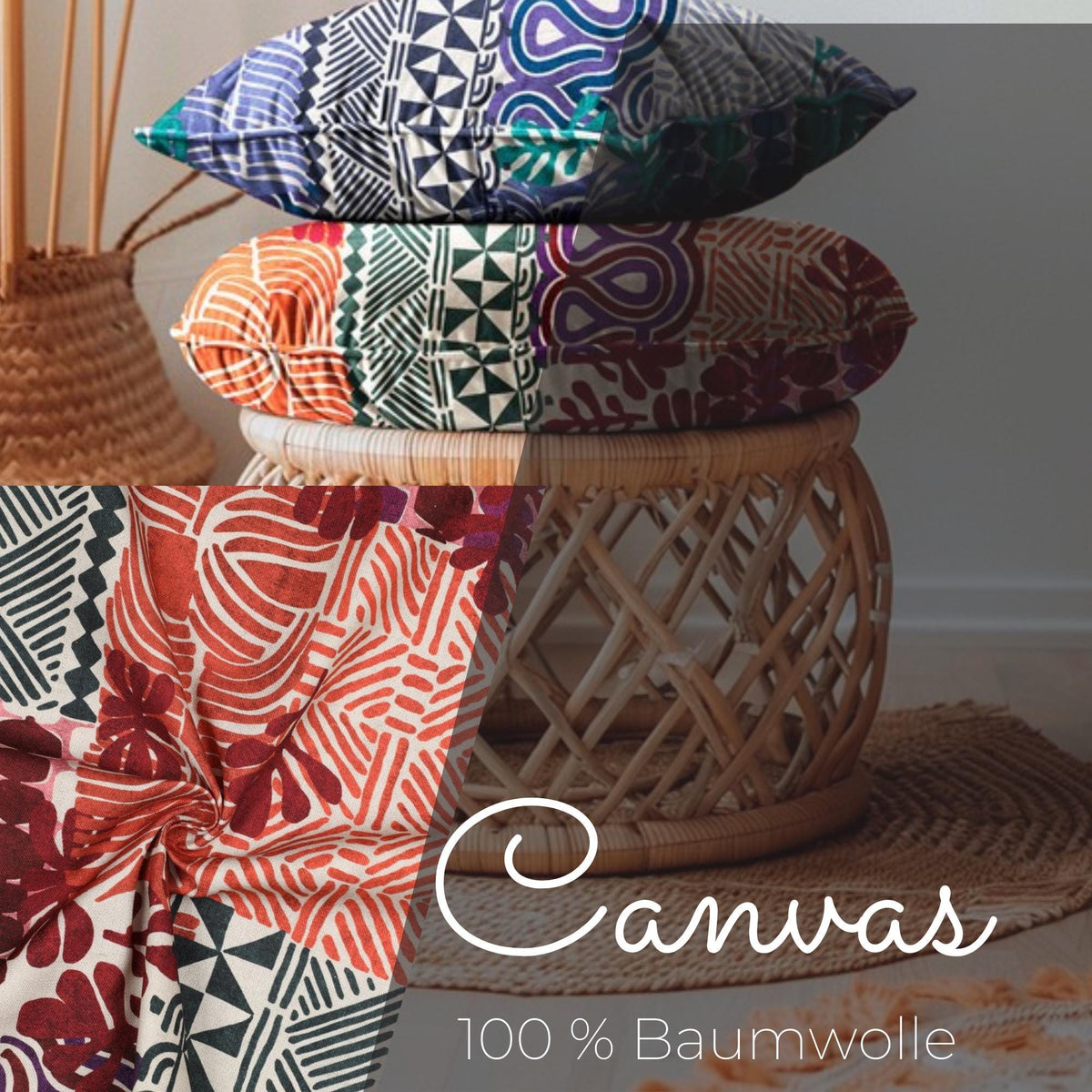 Canvas Abstrakt - fester Baumwollstoff 100 % Baumwolle afrikanisch indigen Design
