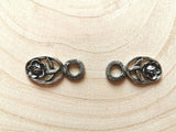 2er Set Miederhaken "Rose" Dirndlhaken altsilber metall Miederösen Rosenmiederösen