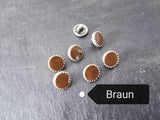 Emaille Dirndlknopf kristall metall rund 11mm - grün, weinrot, braun, Dirndlknöpfe Trachtenknöpfe Metallknöpfe Ösenknöpfe altsilber silber