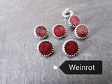 Emaille Dirndlknopf kristall metall rund 11mm - grün, weinrot, braun, Dirndlknöpfe Trachtenknöpfe Metallknöpfe Ösenknöpfe altsilber silber