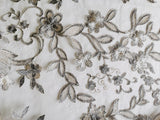 Edle Cremefarbene Spitze Meterware gestickt / bestickt creme grau elfenbein Hochzeitsspitze Brautkleidspitze Blumenmädchen Taufkleid