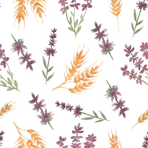 0,5 Meter Jerseystoff Aquarell Blumen Meterware Digitaldruck weiß Ähren Ernte