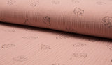 Musselin 100 % Baumwollstoff Meterware grau weiß rosé Khaki Ecru Elefanten Elefant Punkte