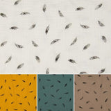 0,5 m Musselin Federn 100 % Baumwollstoff Musselinstoff Gauze Meterware ecru senf gelb taupe dark mint grün Babystoff Öko-Tex 100 Baumwolle