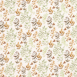 0,5 Meter Musselin 100 % Baumwollstoff Musselinstoff Digitaldruck Gauze Meterware Blätter Blumen Eukalyptus grün Babystoff Öko-Tex 100 Ecru