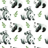 0,5 Meter Jerseystoff Pandas Bambus Digitaldruck Meterware Kinder Blätter Aquarell Optik Jersey Stoff Watercolour