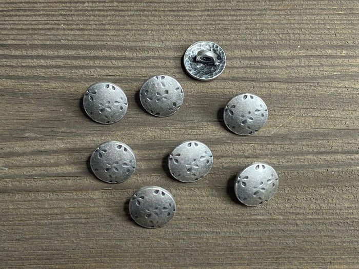 Dirndlknöpfe metall rund 14 mm - Trachtenknöpfe Metallknöpfe Ösenknöpfe altsilber silber Dirndlknopf Trachtenknopf