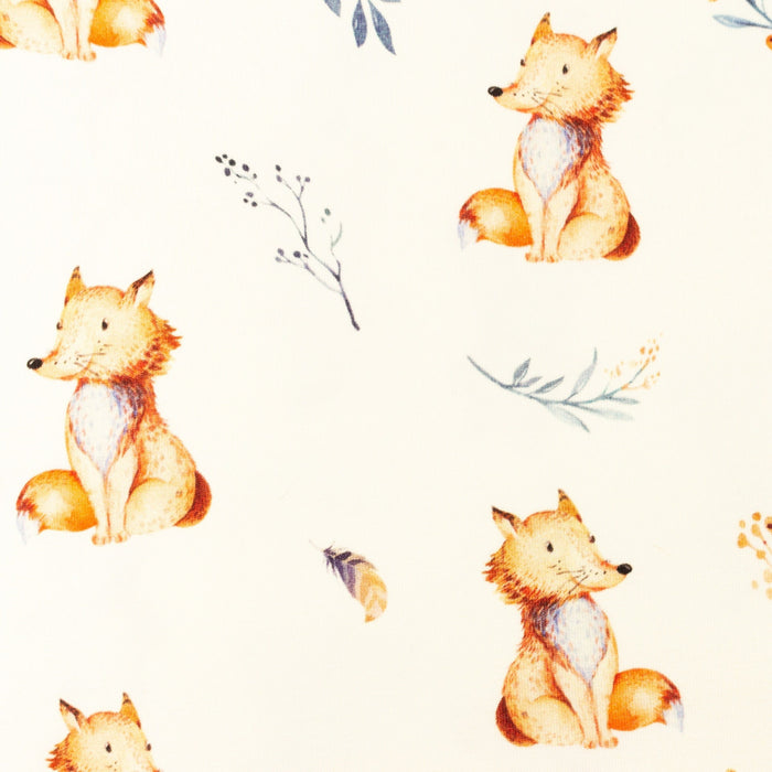 0,5 Meter Jerseystoff Fuchs Digitaldruck Meterware Kinder Waldtiere Fox Wald Aquarell Optik Jersey Stoff Watercolour