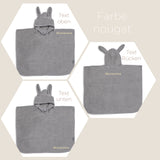 Badeponcho personalisiert für Kinder mit Hasenohren 1-4 Jahre Frottee individuell bestickt Poncho