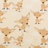 17 Euro/m Bio Jersey STOFFONKEL mit Muster Meterware Fuchs Wolf Suso Socke peach