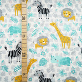 17 Euro/m Bio Jersey STOFFONKEL mit Muster Meterware Dschungel Löwen Giraffen Zebras und Nashörner Unisex