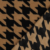 Teddystoff mit Leo/Leopardenmuster und mit Hahnentrittmuster Teddy Mantel- und Jackenstoff Pied de Poule Fur braun schwarz camél