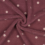 Teddystoff mit Blumen beere - beige / Gänseblümchen Teddy Mantel- und Jackenstoff beere braun beige sand