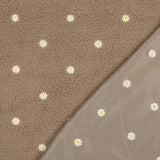 Teddystoff mit Blumen beere - beige / Gänseblümchen Teddy Mantel- und Jackenstoff beere braun beige sand