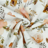 Musselin Double Gauze Digitaldruck Muster Meterware Eukalyptus Rosen Blüten Blumen Hasen