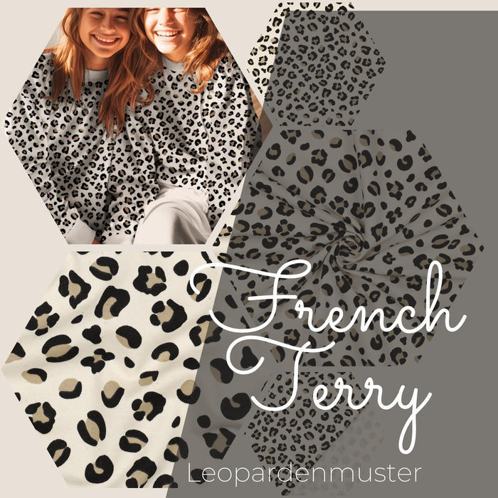Sommer Sweat Leoparden Jerseystoff Meterware Digitaldruck Babys French Terry Leomuster Muster