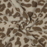 Teddystoff mit Leo/Leopardenmuster Teddy Mantel- und Jackenstoff weiß schwarz camél beige Leomuster