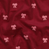 Feincord Stoff 100 % Baumwolle | Leo Babycord | Blumenstoff | Schleifen Stoff | Kirschstoff | Cordstoff Meterware | 150 g/m