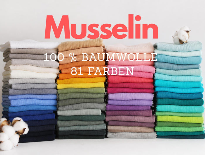8 Euro/m Musselin Double Gauze 100 % Baumwollstoff Meterware