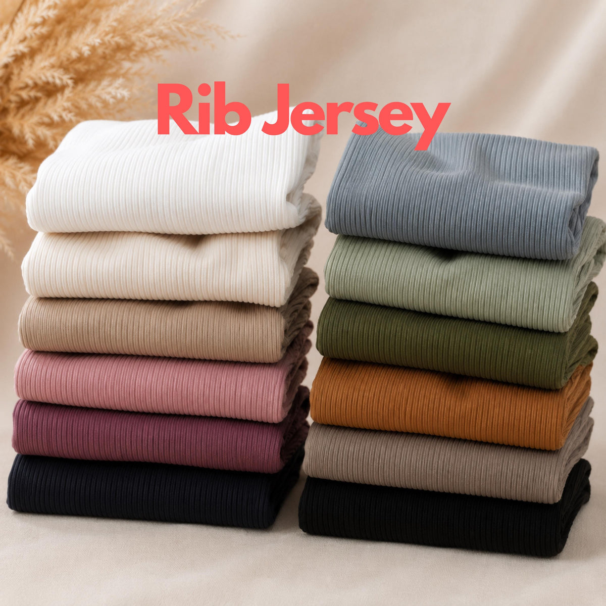 Rippjersey Uni Baumwolle 5 mm | Baumwolljersey | Elastischer Rib Stoff | Bekleidung Kinder Baby Damen Nähen Breite Rippen Ribjersey