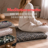 Meditationsmatte Zabuton | Bodenmatte für Meditation | Bio Baumwollvlies | Zen Sitzmatte | Handgefertigt | 67x67 cm