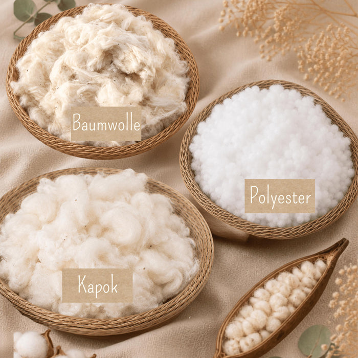 Füllwatte Baumwolle lose | Kapok Wolle | Polyester Faserbällchen | Füllmaterial ab 100g für Kissen Puppen DIY