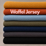 0,5 Meter Waffel Jersey Uni Baumwolljersey Kinder Jerseystoff Meterware Waffeljersey 295g/qm Waffelstrick Stoff senfgelb weinrot terra khaki